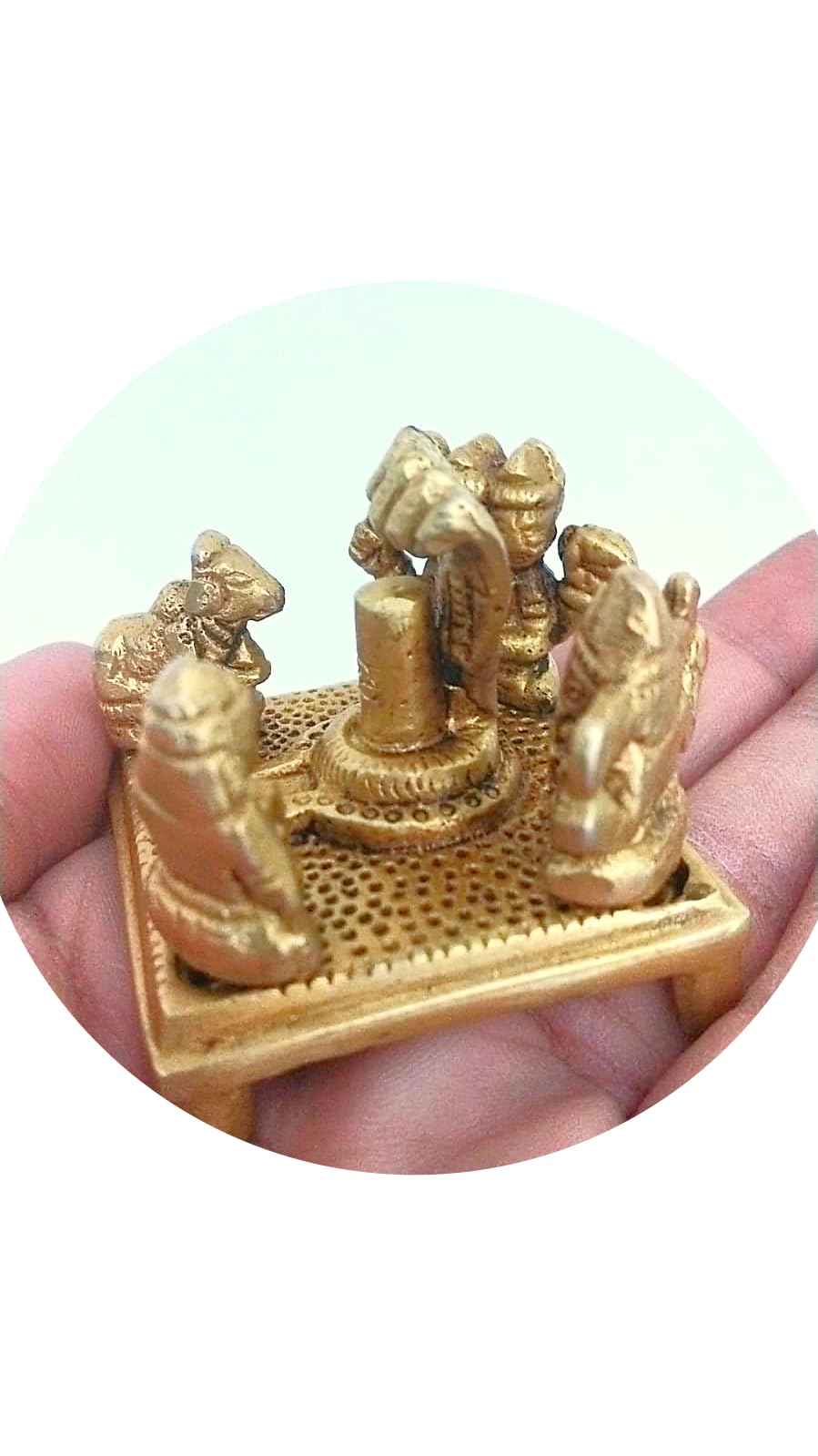 Pujasamadhaan Brass Lord Shiv Parivar With Shivling Shri Kartik Ganesh Parvati And Nandi (Small Size, 200 Gm)